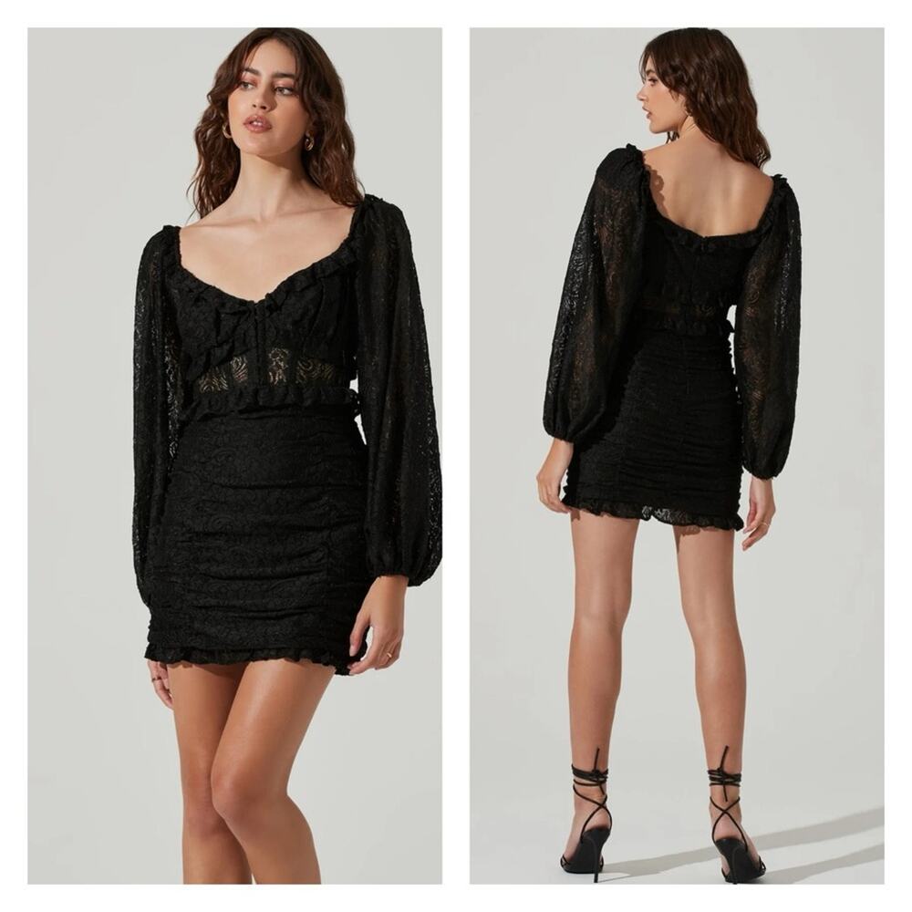 ASTR Chrisley Lace Corset Bodycon Mini‎ Dress S Black